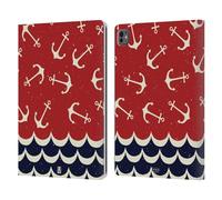 Head Case Designs Ancore E Onde Pattern Marini 1 Custodia Portafoglio in Pelle Compatibile con Apple iPad PRO 13 M4 2024