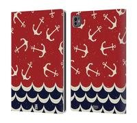 Head Case Designs Ancore E Onde Pattern Marini 1 Custodia Portafoglio in Pelle Compatibile con Apple iPad PRO 11 M4 2024