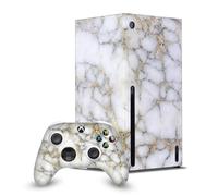 Head Case Designs Bianco E Oro Marmo Pacchetto Console Da Gioco Wrap E Pelle Per Controller Compatibile con Xbox Series X