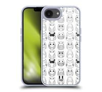 Head Case Designs Bianco in Line Doodle Gufi Custodia in Gel [Protezione di Grado Militare] Compatibile con Apple iPhone 16e E Compatibile con MagSafe