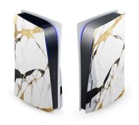 Head Case Designs Bianco, Oro E Nero Marmo Vinile Frontalino Sticker Gaming Pelle Adesivo Compatibile con Sony Playstation 5 PS5 Disc Edition Console