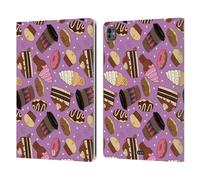 Head Case Designs Caffe' E Donut Pattern Fast Food Custodia Portafoglio in Pelle Compatibile con Apple iPad PRO 13 M4 2024