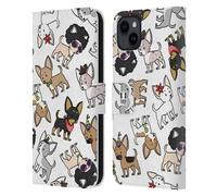 Head Case Designs Chihuahua Razze di Cani Pattern Custodia Portafoglio in Pelle Compatibile con Apple iPhone 15 Plus