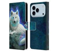 Head Case Designs Custodia a portafoglio in pelle con licenza ufficiale Anthony Christou White Wolf Fantasy Art compatibile con Apple iPhone 17 Pro