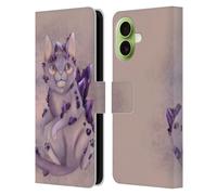 Head Case Designs Custodia a portafoglio in pelle con licenza ufficiale Ash Evans Amethyst Cat Graphics compatibile con Apple iPhone 17