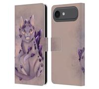 Head Case Designs Custodia a portafoglio in pelle con licenza ufficiale Ash Evans Amethyst Cat Graphics compatibile con Apple iPhone 17 Air
