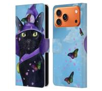 Head Case Designs Custodia a portafoglio in pelle con licenza ufficiale Ash Evans Butterfly Sky Black Cats compatibile con Apple iPhone 17 Pro Max