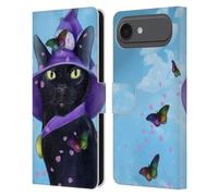 Head Case Designs Custodia a portafoglio in pelle con licenza ufficiale Ash Evans Butterfly Sky Black Cats compatibile con Apple iPhone 17 Air
