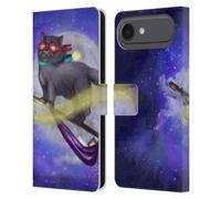 Head Case Designs Custodia a portafoglio in pelle con licenza ufficiale Ash Evans Fly By Black Cats, compatibile con Apple iPhone 17 Air