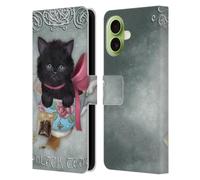 Head Case Designs Custodia a portafoglio in pelle con licenza ufficiale Ash Evans Tea Black Cats compatibile con Apple iPhone 17