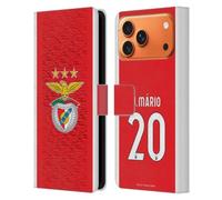 Head Case Designs Custodia a portafoglio in pelle con licenza ufficiale S.L. Benfica João Mário 2021/22 Players Home Kit compatibile con Apple iPhone 17 Pro Max