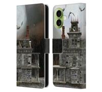 Head Case Designs Custodia a portafoglio in pelle con licenza ufficiale Simone Gatterwe, casa di Halloween, castelli e palazzi, compatibile con Apple iPhone 17