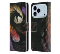 Head Case Designs Custodia a portafoglio in pelle con licenza ufficiale Stanley Morrison Swirling Starry Galaxy Dragons 3, compatibile con Apple iPhone 17 Pro