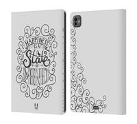 Head Case Designs Happiness Tipografia Fatta A Mano Custodia Portafoglio in Pelle Compatibile con Apple iPad PRO 11 M4 2024