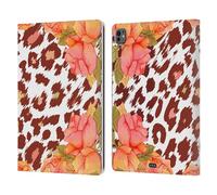 Head Case Designs Leopardo Rosa Vintage Floreale E Stampe Floreali Custodia Portafoglio in Pelle Compatibile con Apple iPad PRO 13 M4 2024