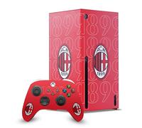 Head Case Designs Licenza Ufficiale AC Milan 1899 Logo Nero Arte Pacchetto Console Da Gioco Wrap E Pelle Per Controller Compatibile con Xbox Series X