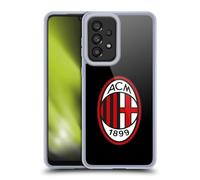 Head Case Designs Licenza Ufficiale AC Milan Colore Pieno Nero Stemma Custodia Cover in Morbido Gel Compatibile con Galaxy A33 5G (2022)