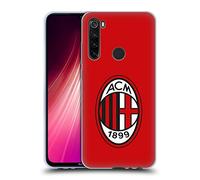 Head Case Designs Licenza Ufficiale AC Milan Colore Pieno Rosso Stemma Custodia Cover in Morbido Gel Compatibile con Xiaomi Redmi Note 8T
