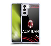 Head Case Designs Licenza Ufficiale AC Milan Curvato Modelli Cresta Custodia Cover in Morbido Gel Compatibile con Samsung Galaxy S21 5G