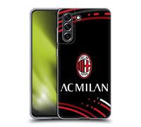Head Case Designs Licenza Ufficiale AC Milan Curvato Modelli Cresta Custodia Cover in Morbido Gel Compatibile con Samsung Galaxy S21 Fe 5G