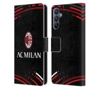 Head Case Designs Licenza Ufficiale AC Milan Curvato Modelli Cresta Custodia Cover in Pelle a Portafoglio Compatibile con Samsung Galaxy A15