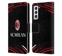 Head Case Designs Licenza Ufficiale AC Milan Curvato Modelli Cresta Custodia Cover in Pelle a Portagoglio Compatibile con Samsung Galaxy S21 5G