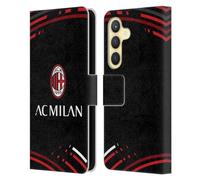 Head Case Designs Licenza Ufficiale AC Milan Curvato Modelli Cresta Custodia Portafoglio in Pelle Compatibile con Samsung Galaxy S24 5G