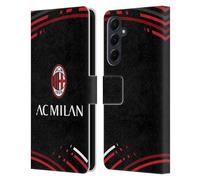 Head Case Designs Licenza Ufficiale AC Milan Curvato Modelli Cresta Custodia Portafoglio in Pelle Compatibile con Samsung Galaxy A55 5G