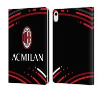 Head Case Designs Licenza Ufficiale AC Milan Curvato Modelli Cresta Custodia Portafoglio in Pelle Compatibile con Apple iPad 10.9 (2022/2025)