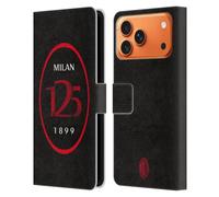 Head Case Designs Licenza Ufficiale AC Milan Logo Nero 125° Anniversario Custodia Portafoglio in Pelle Compatibile con Apple iPhone 17 Pro Max