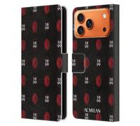 Head Case Designs Licenza Ufficiale AC Milan Modello Logo Arte Custodia Portafoglio in Pelle Compatibile con Apple iPhone 17 Pro Max