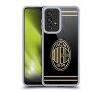 Head Case Designs Licenza Ufficiale AC Milan Nero E Oro Stemma Custodia Cover in Morbido Gel Compatibile con Galaxy A33 5G (2022)