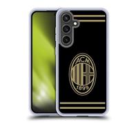 Head Case Designs Licenza Ufficiale AC Milan Nero E Oro Stemma Custodia in Gel [Protezione di Grado Militare] Compatibile con Samsung Galaxy S24 Fe E Compatibile con MagSafe