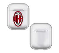Head Case Designs Licenza Ufficiale AC Milan Pieno Logo Trasparente Dura Cristallina Compatibile con Apple AirPods 1 1st Gen / 2 2nd Gen Charging Case