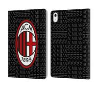 Head Case Designs Licenza Ufficiale AC Milan Rosso E Grigio Modelli Cresta Custodia Portafoglio in Pelle Compatibile con Apple iPad Air 11 2020/2022/2024/2025