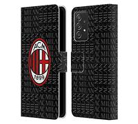 Head Case Designs Licenza Ufficiale AC Milan Rosso E Grigio Modelli Cresta Custodia Portafoglio in Pelle Compatibile con Galaxy A52 / A52s / 5G (2021)