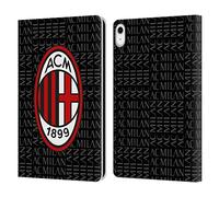 Head Case Designs Licenza Ufficiale AC Milan Rosso E Grigio Modelli Cresta Custodia Portafoglio in Pelle Compatibile con Apple iPad 10.9 2022/2025