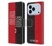 Head Case Designs Licenza Ufficiale AC Milan Testo Adulti Custodia Portafoglio in Pelle Compatibile con Apple iPhone 17 PRO