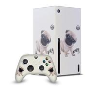 Head Case Designs Licenza Ufficiale Animal Club International Carlino Facce Pacchetto Console Da Gioco Wrap E Pelle Per Controller Compatibile con Xbox Series X