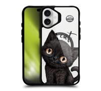 Head Case Designs Licenza Ufficiale Animal Club International Gatto Icone Black Shockproof Bumper Case [Military Grade Protection] Compatible with Apple iPhone 16 Plus and Compatible with MagSafe
