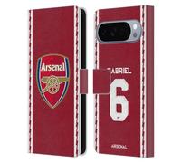 Head Case Designs Licenza Ufficiale Arsenal FC Gabriel Magalhães 2022/23 Giocatori Home Kit Custodia Portafoglio in Pelle Compatibile con Google Pixel 10 Pro XL