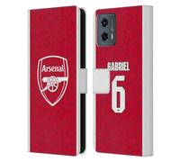 Head Case Designs Licenza Ufficiale Arsenal FC Gabriel Magalhães 2025/26 Giocatori Home Kit Custodia Portafoglio in Pelle Compatibile con Motorola Moto G (2023)