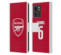 Head Case Designs Licenza Ufficiale Arsenal FC Gabriel Magalhães 2025/26 Giocatori Home Kit Custodia Portafoglio in Pelle Compatibile con Motorola Moto Edge 40/Edge (2023)