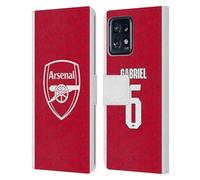 Head Case Designs Licenza Ufficiale Arsenal FC Gabriel Magalhães 2025/26 Giocatori Home Kit Custodia Portafoglio in Pelle Compatibile con Moto Edge 40 PRO/Plus 2023