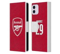 Head Case Designs Licenza Ufficiale Arsenal FC Kai Havertz 2025/26 Giocatori Home Kit Custodia Portafoglio in Pelle Compatibile con Apple iPhone 11