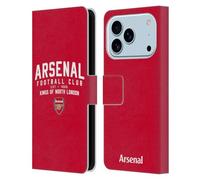 Head Case Designs Licenza Ufficiale Arsenal FC Kings of North London Tipografia Custodia Portafoglio in Pelle Compatibile con Apple iPhone 17 PRO
