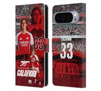 Head Case Designs Licenza Ufficiale Arsenal FC Riccardo Calafiori 2024/25 Prima Squadra Custodia Portafoglio in Pelle Compatibile con Google Pixel 10 Pro XL