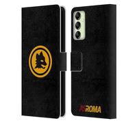 Head Case Designs Licenza Ufficiale AS Roma Nero E Oro Grafica Crest Custodia Portafoglio in Pelle Compatibile con Samsung Galaxy A14 5G
