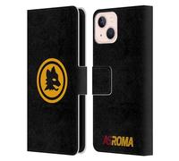 Head Case Designs Licenza Ufficiale AS Roma Nero E Oro Grafica Crest Custodia Portafoglio in Pelle Compatibile con Apple iPhone 13