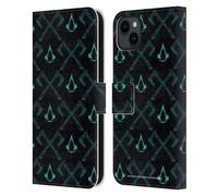 Head Case Designs Licenza Ufficiale Assassin's Creed ACV Modello 1 Valhalla Simboli e Modelli Custodia Portafoglio in Pelle Compatibile con Apple iPhone 15 Plus